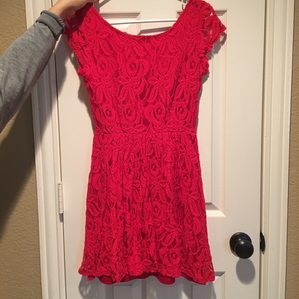 Lace, red dress
